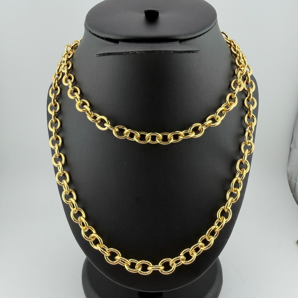 Bronzo Italia Rolo Link Chain Necklace 33in Gold Tone Bronze Bold Italian